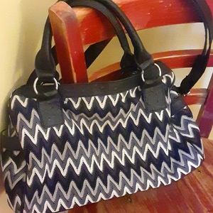 Woven chevron pattern satchel